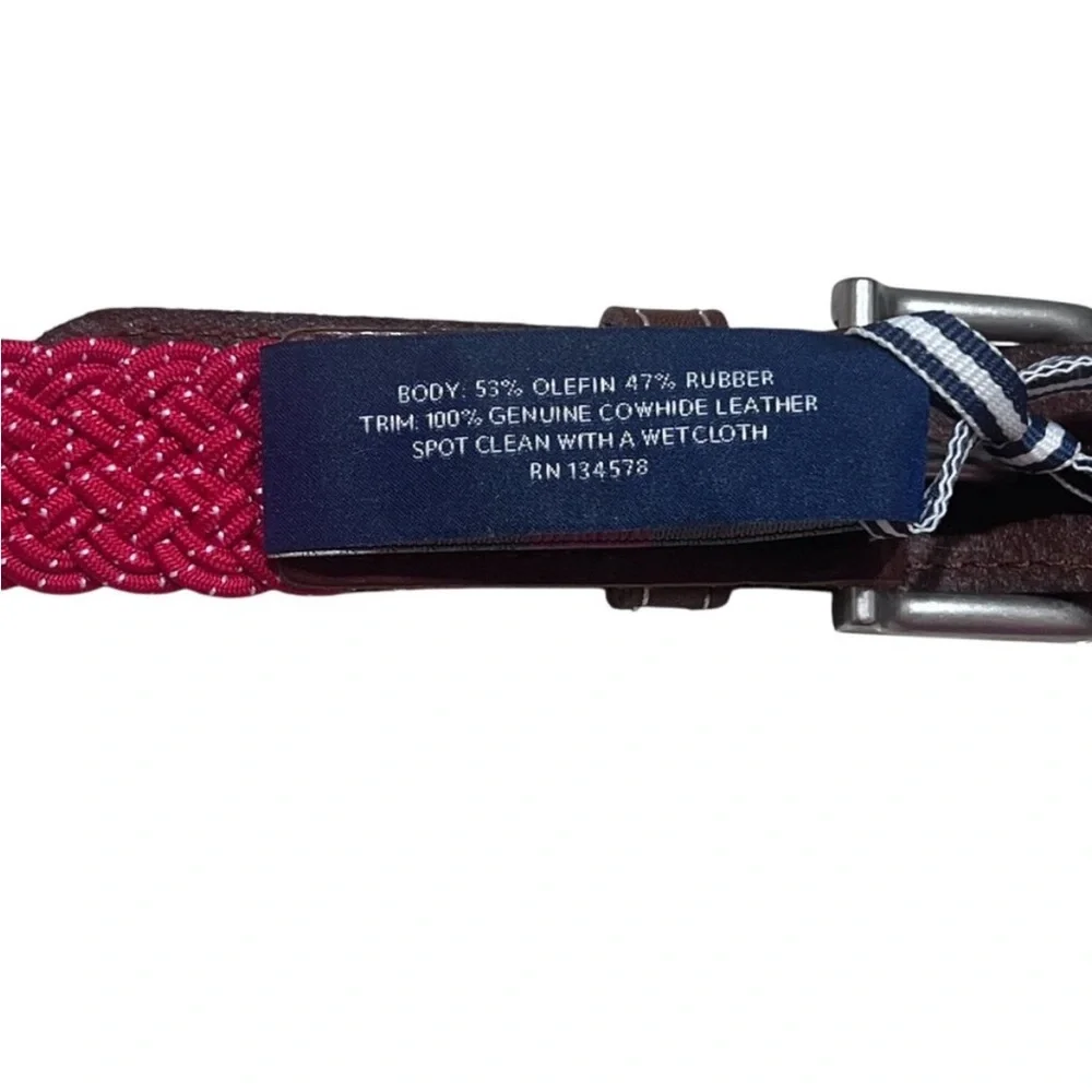 Vineyard Vines Boys Braided Bungee Belt Raving Red Size 26 NWT